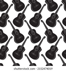  Seampless pattern from guitars. Background from musical instruments. Vector illustration.