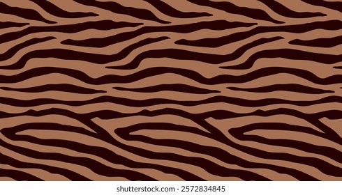 Seampless pattern with horizontal stripes in Mocha Mousse colors. Animal zebra print for  fabric and textile design