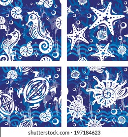 Seampless patterns with sea symbols