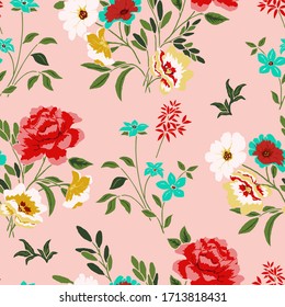 Seampless texture with flowers and leaves
