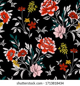 Seampless texture with flowers and leaves
