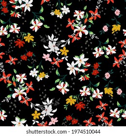 Seampless texture with flowers and leaves
