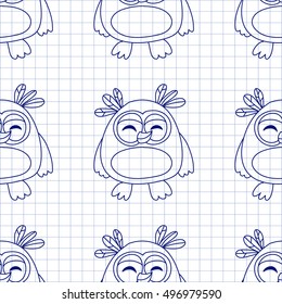 Seamsless pattern with cute owl Vector image