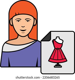seamstress or dressmaker crew vector color icon design, Ensemble and In vogue symbol, clothing and outfits Sign, Fashion Show and Exhibition stock illustration, Fashionista avatar Concept