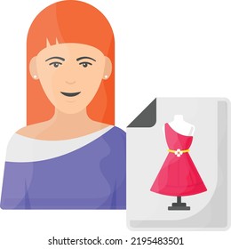 Seamstress Or Dressmaker Crew Vector Icon Design, Glamour And Beauty Symbol, Haute Couture Sign, Fashion Show And Exhibition Stock Illustration, Fashionista Avatar Concept