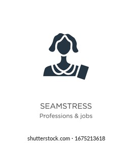 Vektorillustration des Seamstress-Symbols. Trendy flache Nahtstelle Symbol aus der Sammlung von Berufen & Jobs einzeln auf weißem Hintergrund. Vektorillustration-Illustration kann für Web- und Mobile-Grafikdesign, Logo, eps10 verwendet werden
