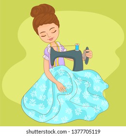Seamstress sewing at her workshop