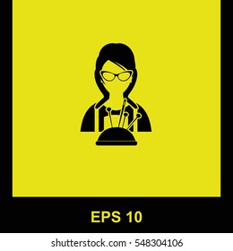 Seamstress vector black icon. Isolated illustration. Business picture.