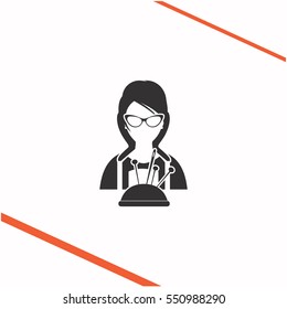 Seamstress vector grey icon on white background. Seamstress symbol stock   illustration. Business picture.