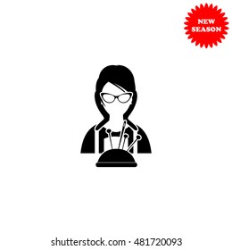 Seamstress vector icon isolated on white background.