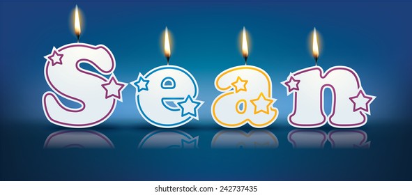 SEAN written with burning candles - vector illustration