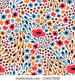 Seanless Floral Vector print  on white background for textile, fabric, wallpaper