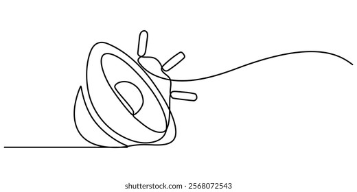 seapker Sound volume continuous one line drawing, public horn speaker continuous one line, Continuous one line drawing of horn speaker signs and symbol for announcement and employee hiring vector pro.