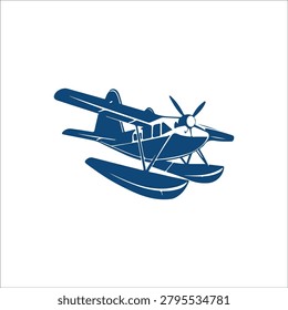 Seaplane Floatplane, Amphibious Propeller Aircraft Vector Icon