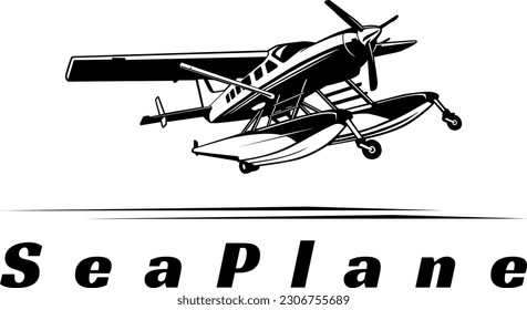 seaplane illustration logo design vector