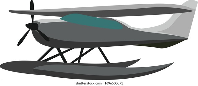 Seaplane on water, illustration, vector on white background