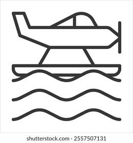 Seaplane Outline Icon Vector Illustration