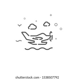 Seaplane simple vector line icon. Symbol, pictogram, sign. Light background. Editable stroke