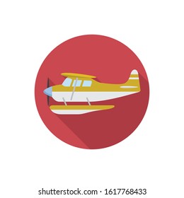 Seaplane vector flat icon with long shadow