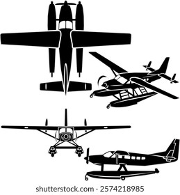 Seaplane vector set for laser and vinyl projects