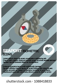 Seaport color isometric poster