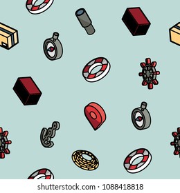 Seaport color outline isometric pattern