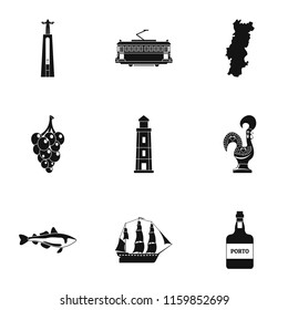 Seaport icons set. Simple set of 9 seaport vector icons for web isolated on white background