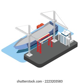 seaport and logistics vector illustration 3d transportation concept design eps