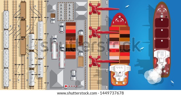 Seaport. View from\
above. Vector\
illustration.