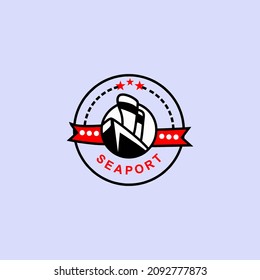 seaport vintage illustration logo design