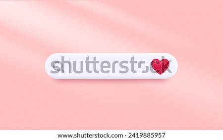 Search 3d bar template for dating website. Navigation search for web browser. 3d heart icon. Find your love template banner. Support FAQ information web bar. Vector
