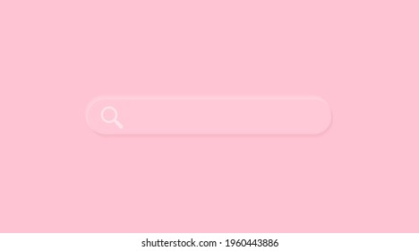 Search 3d box bar on pink pastel color background. Vector neumorph soft advertising internet button