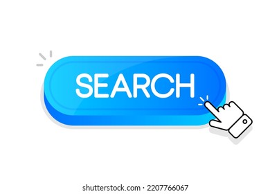 Search 3d button. Mouse touched button. Vector illustration.
