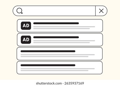 Search Ad Interface – Sponsored Results in Web Browser UI for Pay-Per-Click Marketing