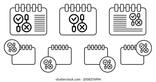 Search add no vector icon in calender set illustration for ui and ux, website or mobile application