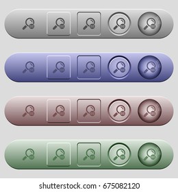 Search address icons on rounded horizontal menu bars in different colors and button styles