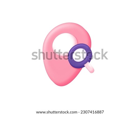search for an address or location. looking for a place. map application or software. services and technology. symbols and icons. minimalistic 3d design. vector elements. white background