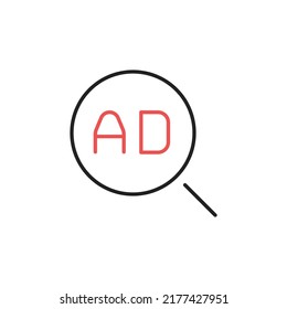 Search ads icon. High quality coloured vector illustration.