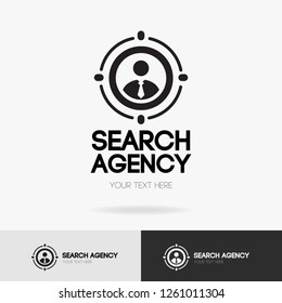 Search Agency Logo Isolated On White Background For Hiring, Headhunter Website, Recruitment, Employment Agency, Hr, Job Search, Recruiting Concept. Search Man Vector Icon. Employee Symbol. 10 Eps