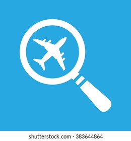 search airplane pictogram flat icon on a blue background