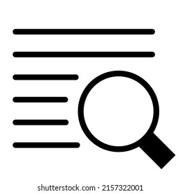 Search all category items icon sign isolated on white background. Magnifying symbol pictogram