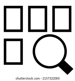 Search all category product items icon sign isolated on white background. Magnifying symbol pictogram