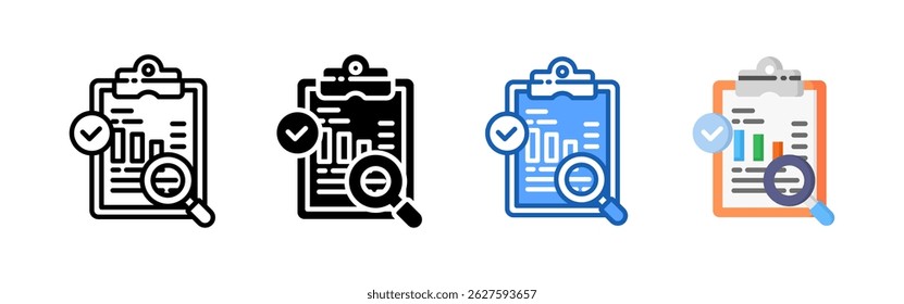 Search analysis icon set bundle. Multi style icon collection perfect for websites, apps, and presentations. Simple vector icon collection