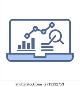 Search Analytics Blue Icon Vector Illustration