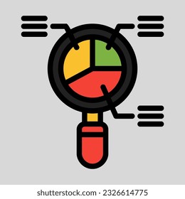 Search analytics icon in filled line style, use for website mobile app presentation