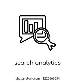 Search Analytics icon. Trendy modern flat linear vector Search Analytics icon on white background from thin line Business and analytics collection, editable outline stroke vector illustration