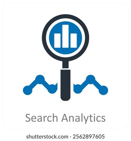Search Analytics and trends icon concept
