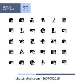 Search Anything icon set with glyph / solid style