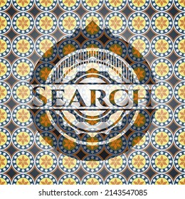 Search arabesque badge background. arabic decoration. 