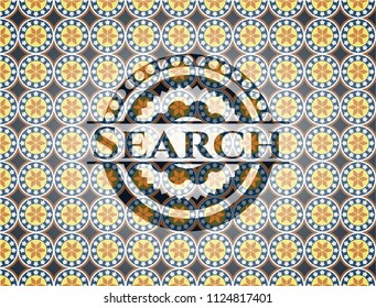 Search arabic badge. Arabesque decoration.